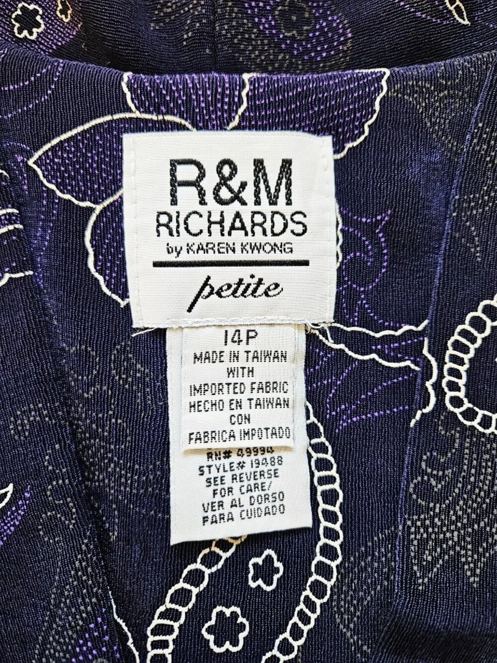 R&M Richards Petite VTG Women's Blouse Cardigan Lightweight Open Jacket Size 14P